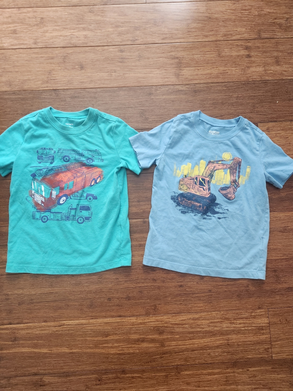 Boy's Toddler Short Sleeve Tee T-shirts Shirts Firetrucks Vehicles Excavators 3T
